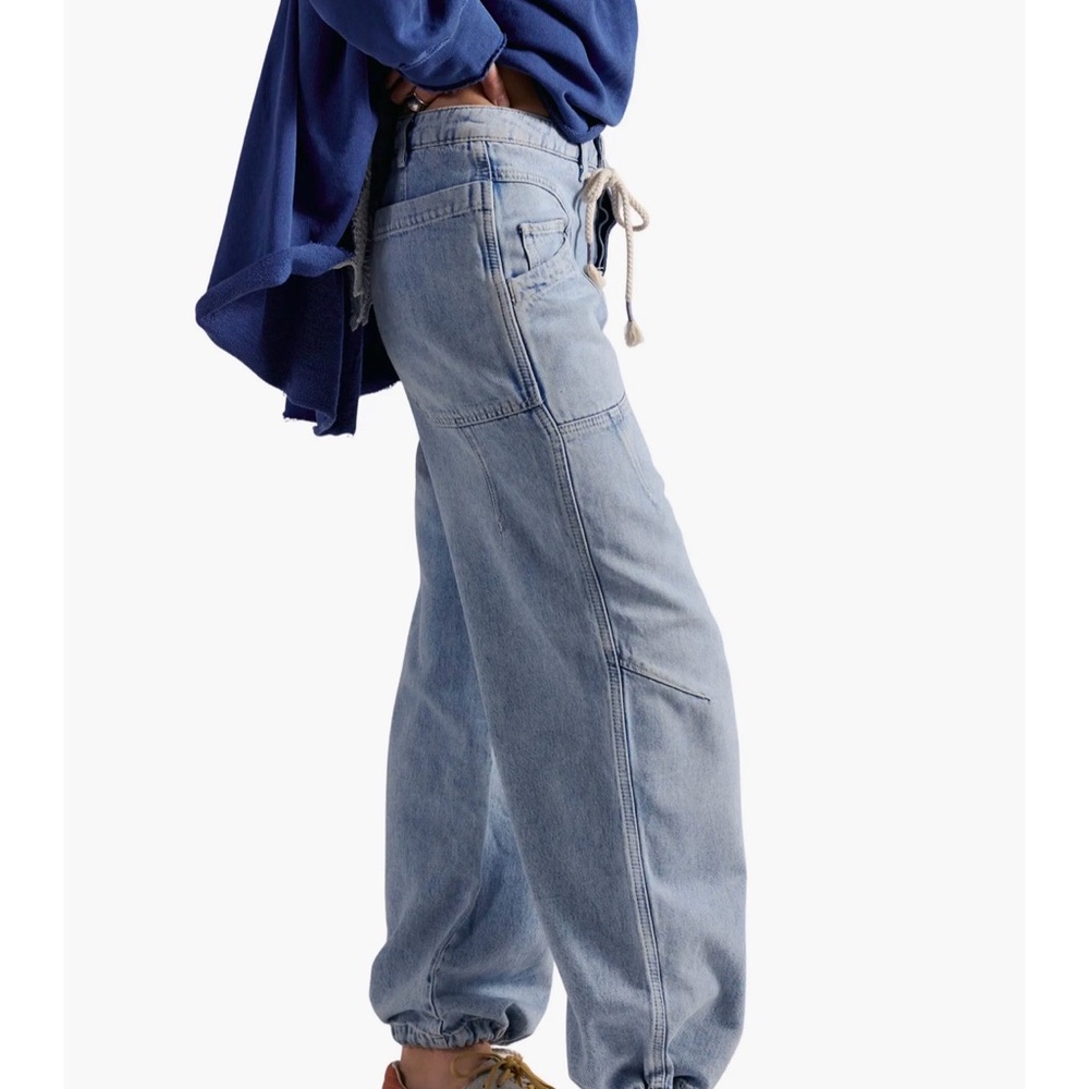 We The Free Light Blue Drawstring Jogger Jeans - Picture 3 of 12